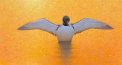 Claudio D
Angelo, "Loon Rise", Sunny Waterscape Wildlife Oil Painting