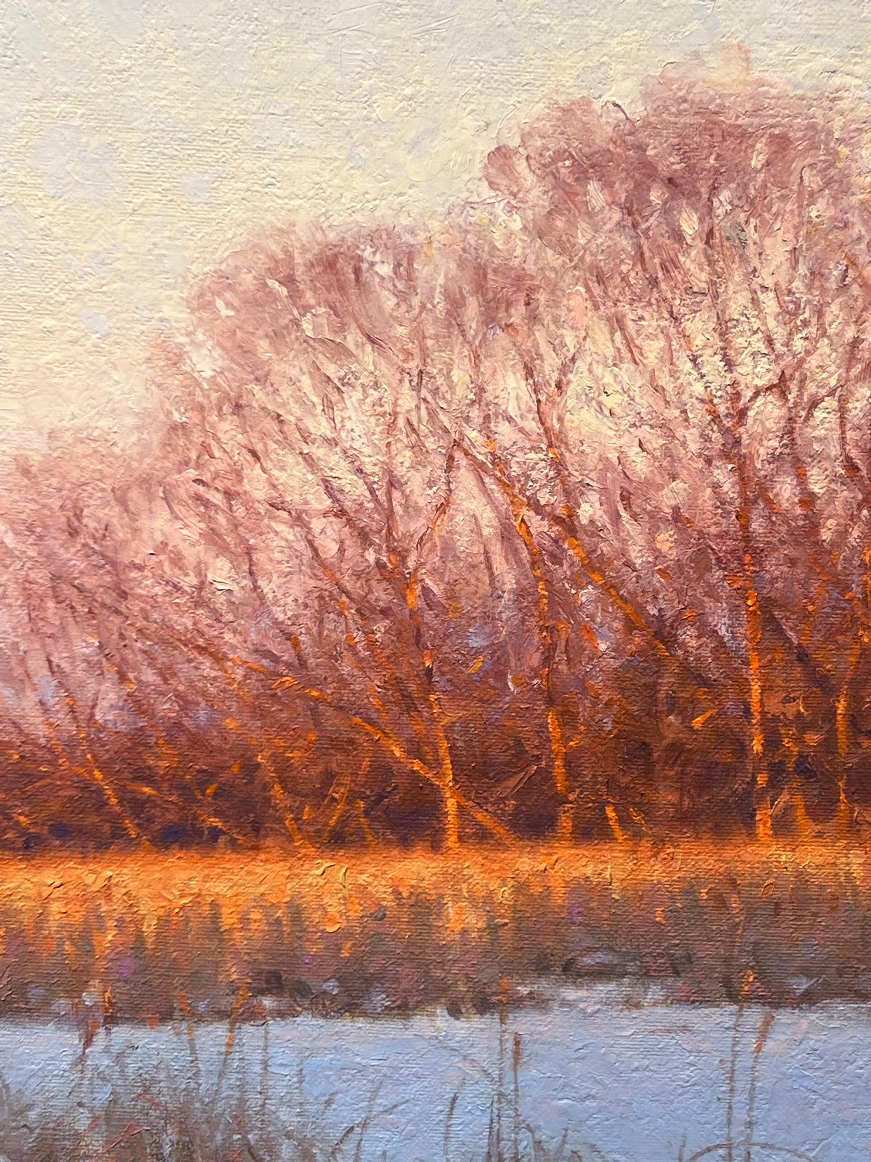 Claudio D'Angelo, „Sunrise Over the Marsh“, Winterfuchs-Landschaft, Ölgemälde  im Angebot 5