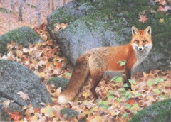 Claudio D'Angelo, "Woodland Fox", 13x18 Autumn Red Fox Landscape Oil Painting