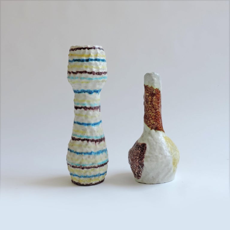 Pair of Claudio Ferri ceramic vase, Italy, 1950s
Measures: Left vase diameter 12 x height 41 cm.
Right vase diameter 14 x height 32 cm.