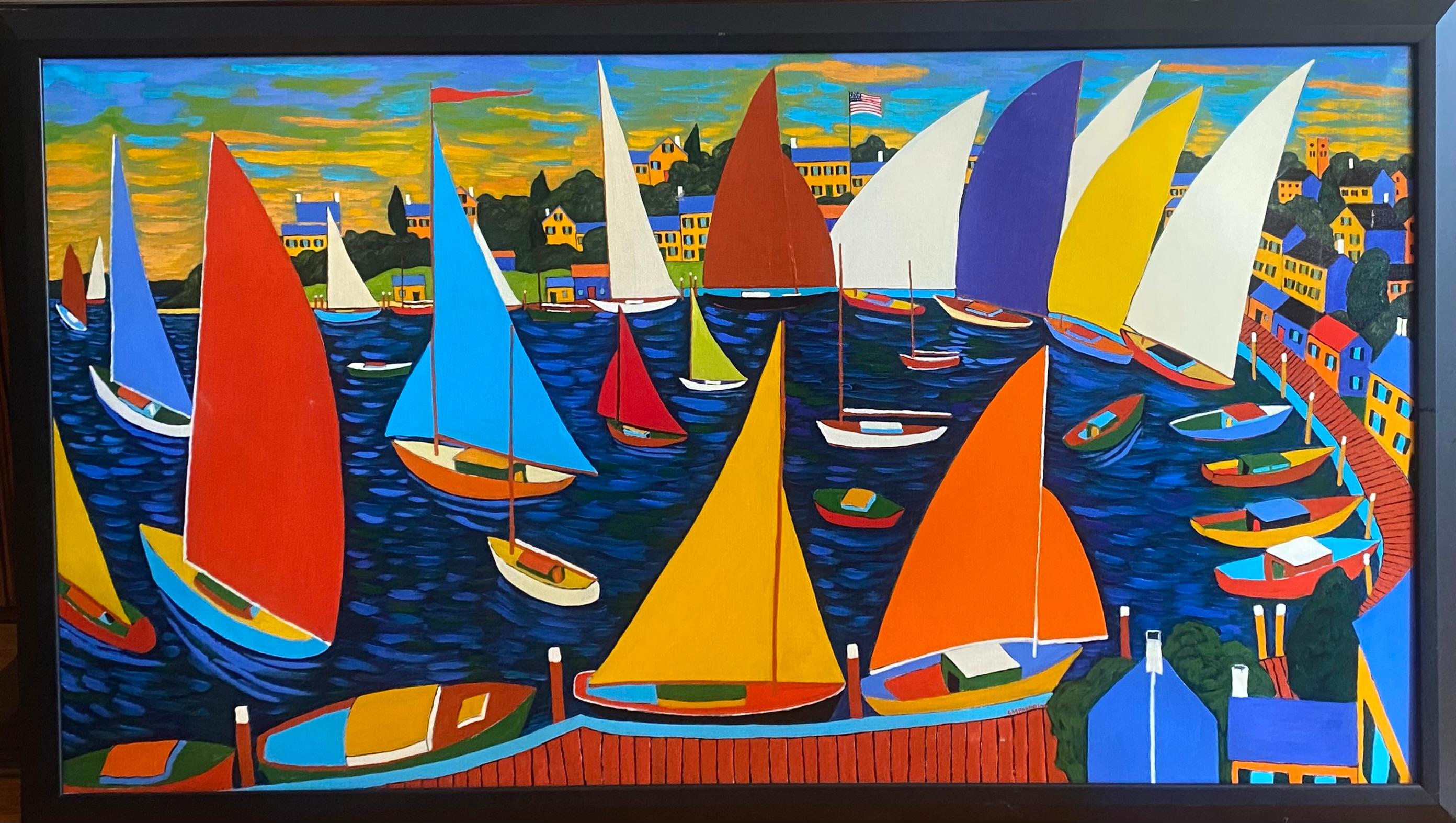 Claudio Gasparini Landscape Painting - Matha
s Vineyard Sunset