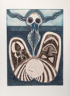 El Fondo del Mar, gravure à l'aquatinte de Claudio Juarez, 1970