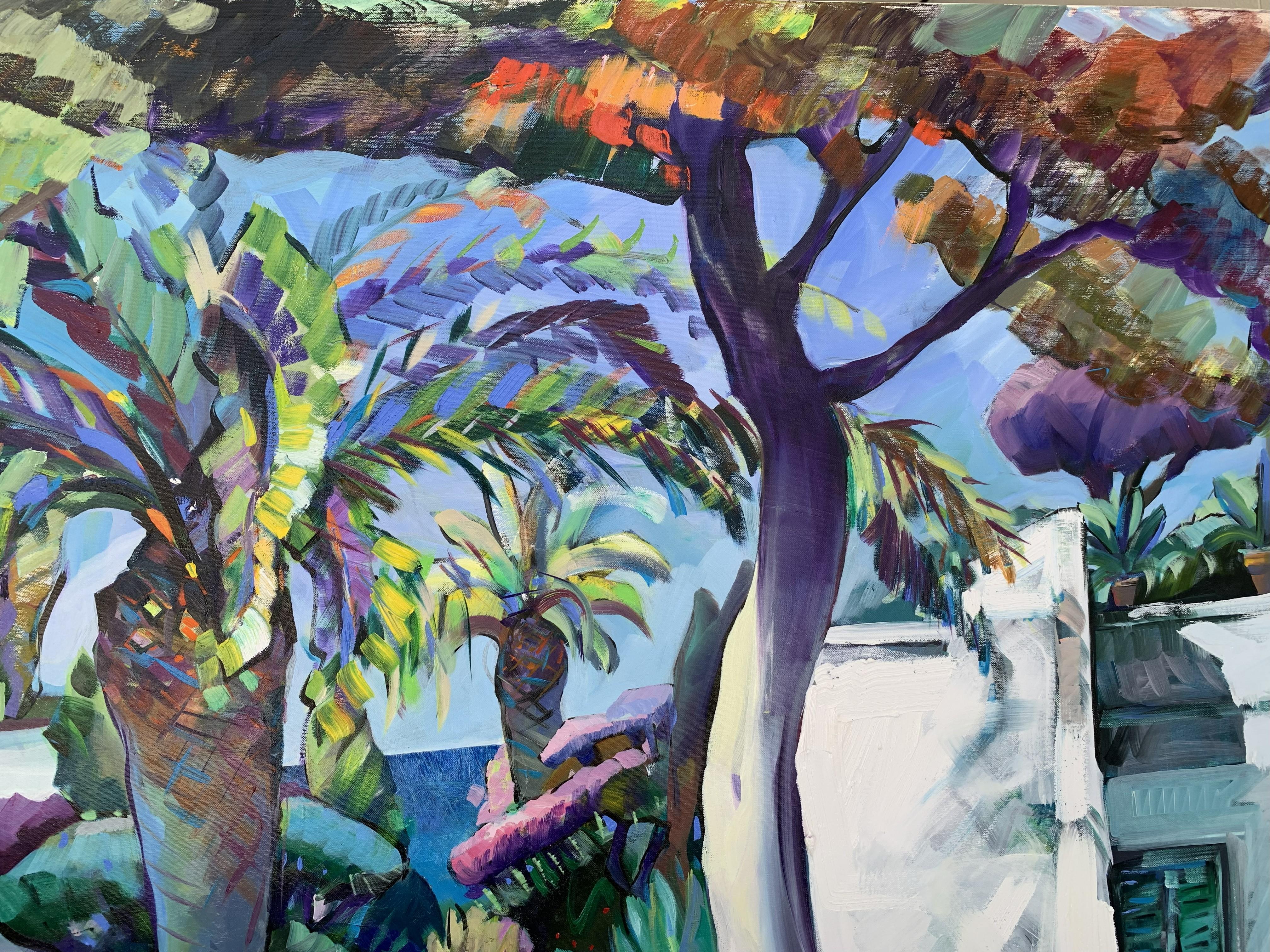 PARADISE Original Öl auf Leinwand Signiert und datiert vom Künstler (Grau), Landscape Painting, von Claudio Malacarne