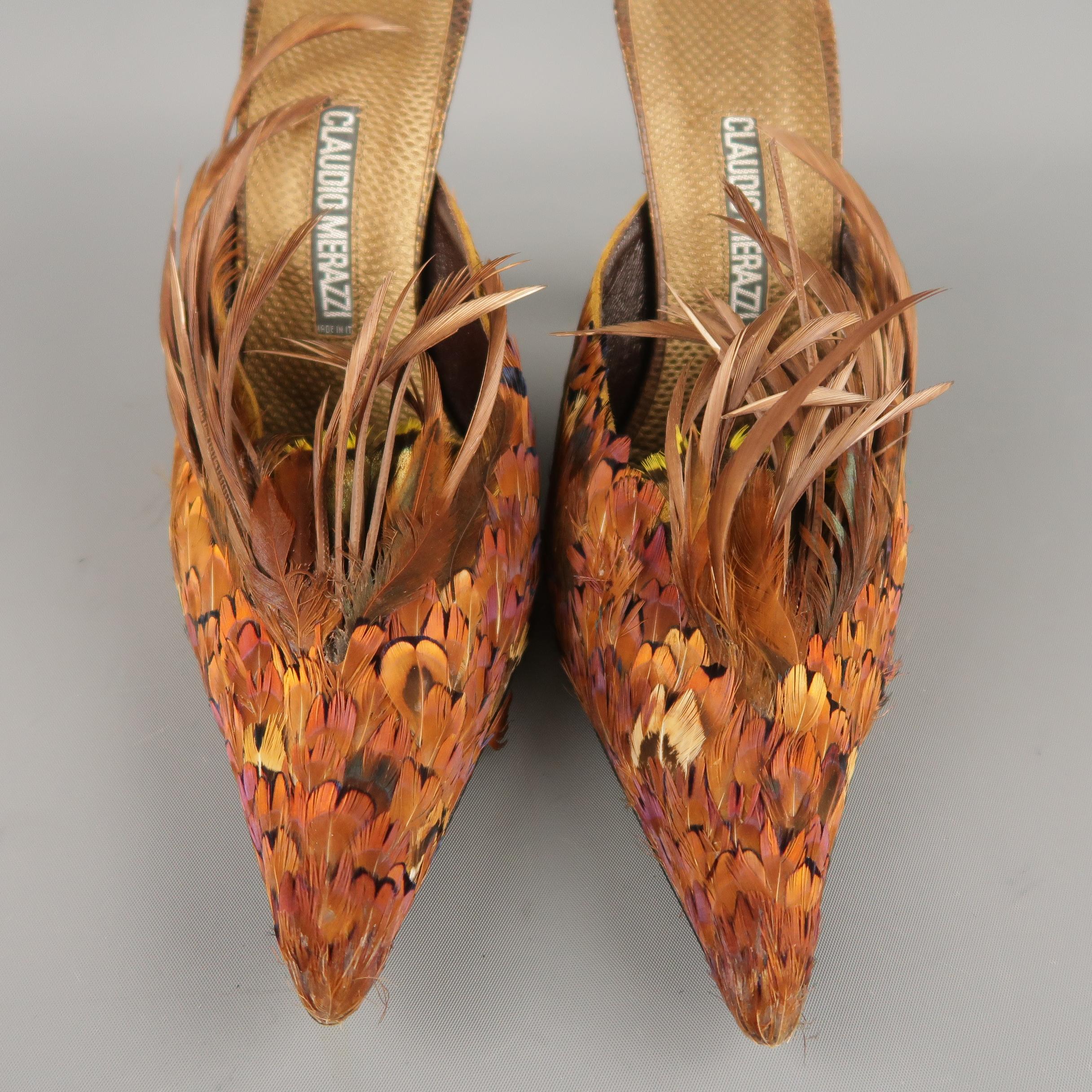 brown feather shoes