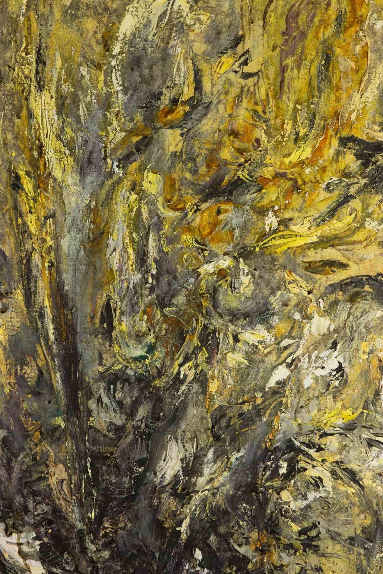 Cartoccio Viola - Oil on Canvas by Claudio Palmieri - 1985 For Sale 1