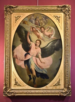Antique Guardian Angel Ridolfi Paint Oil on canvas Old master 17/18th Century Italy