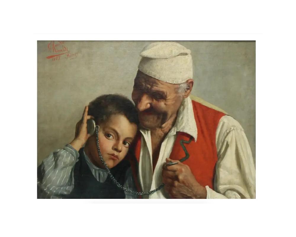 Claudio Rinaldi 'Italiano, 1852-1925' Retrato de abuelo y nieto Desconocido en venta