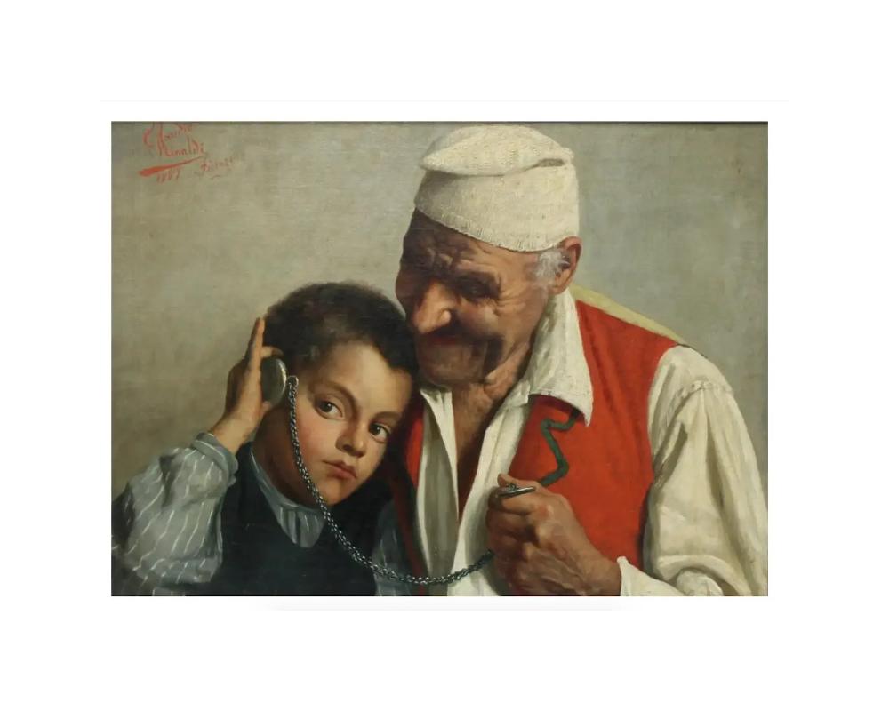 Unknown Claudio Rinaldi 'Italian, 1852-1925' Portrait of an Old Man and Boy For Sale