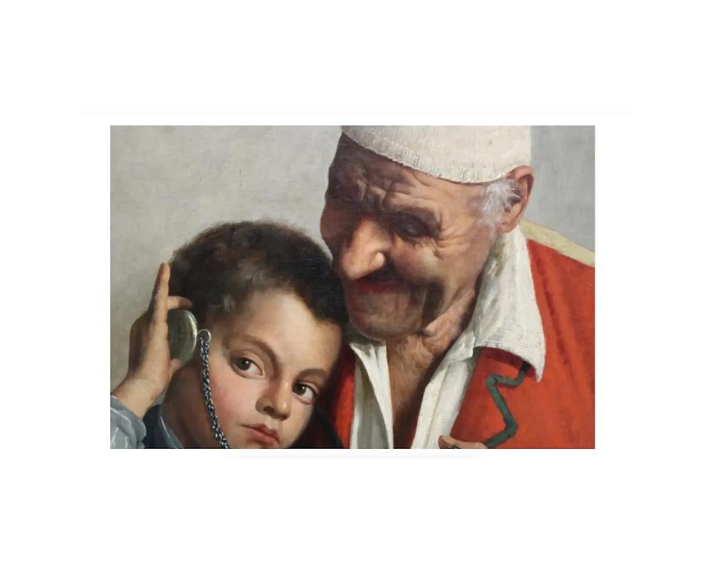 Oiled Claudio Rinaldi 'Italian, 1852-1925' Portrait of an Old Man and Boy For Sale