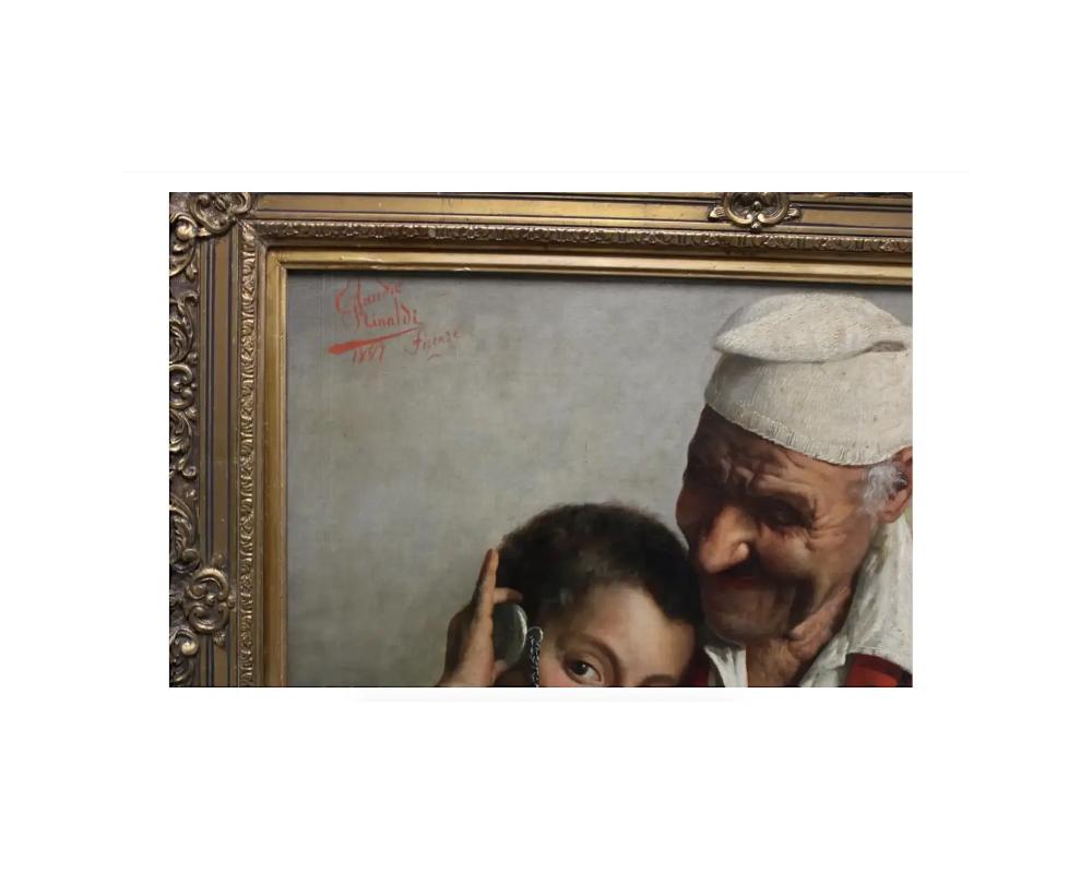 Claudio Rinaldi 'Italian, 1852-1925' Portrait of an Old Man and Boy In Good Condition For Sale In New York, NY