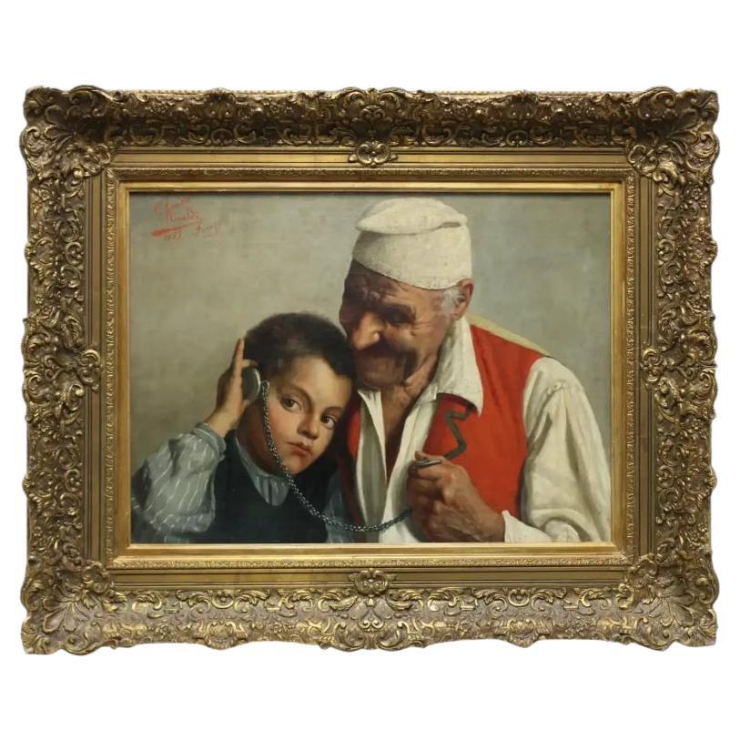 Claudio Rinaldi 'Italian, 1852-1925' Portrait of an Old Man and Boy For Sale
