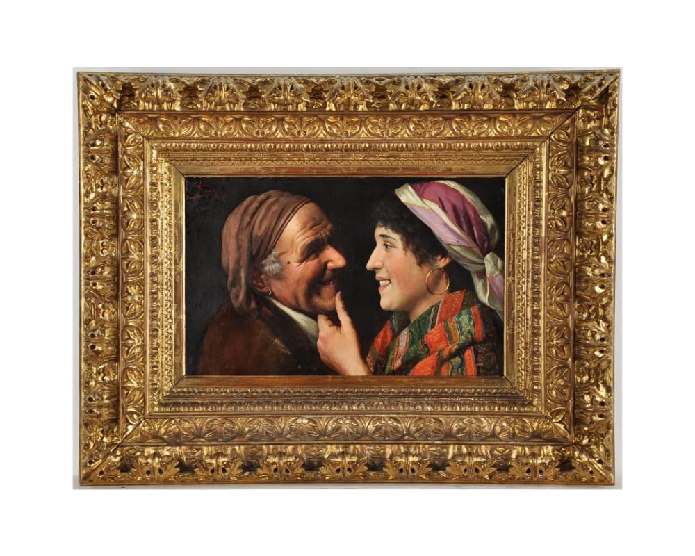 Claudio Rinaldi (italiano, 1860-1900) Flirt.

Olio su tela, firmato e iscritto 