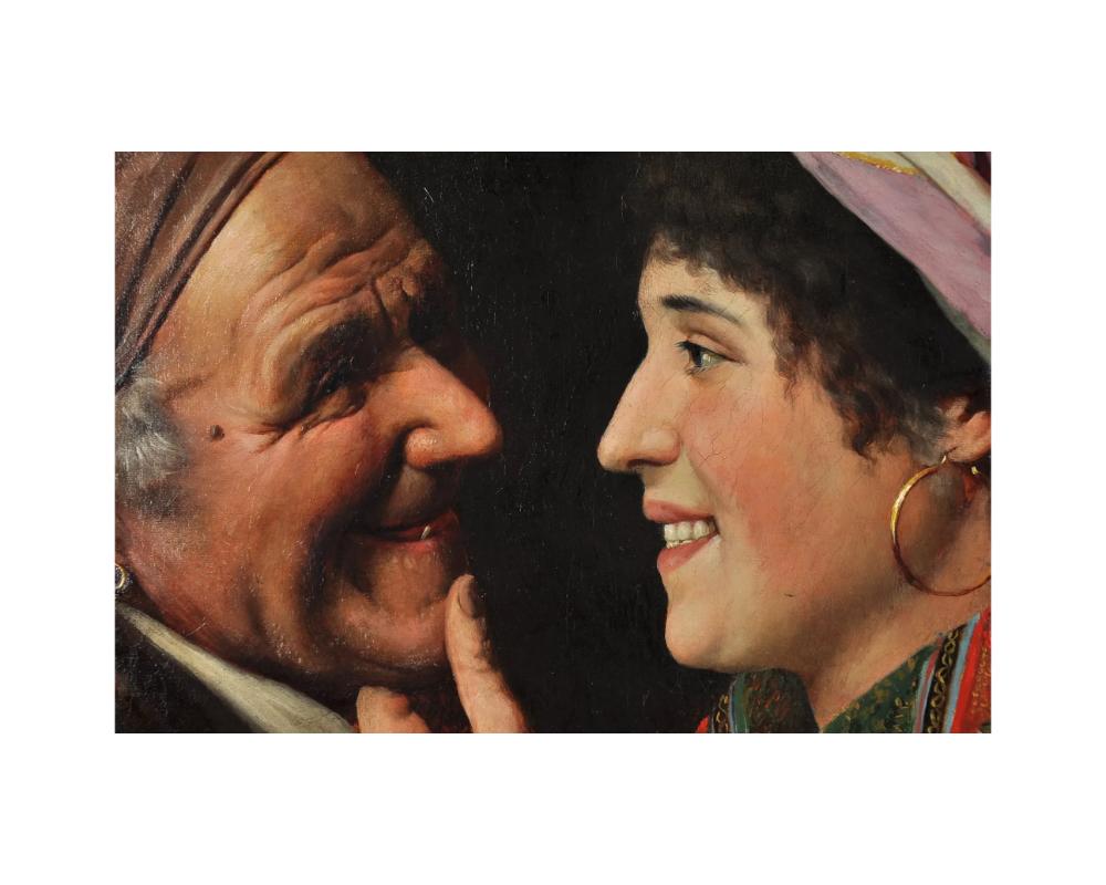 Claudio Rinaldi (italiano, 1860-1900 ca.) Flirt olio su tela In condizioni buone in vendita a New York, NY