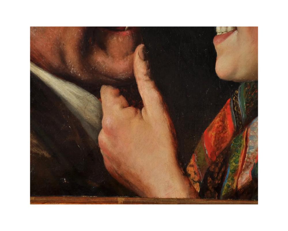 Claudio Rinaldi (italiano, 1860-1900 ca.) Flirt olio su tela in vendita 2
