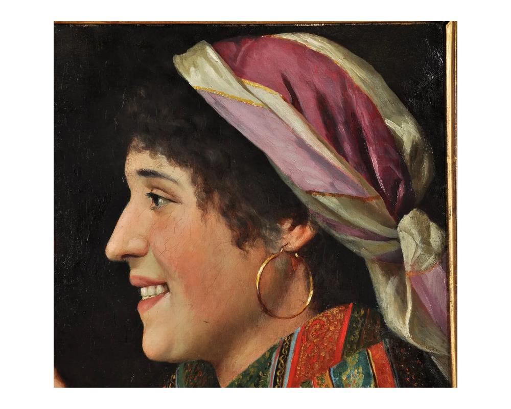 Claudio Rinaldi (italiano, 1860-1900 ca.) Flirt olio su tela in vendita 3