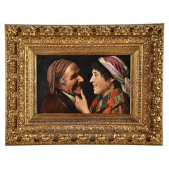 Claudio Rinaldi (italiano, fl. 1860-1900) Flirteo Óleo sobre lienzo