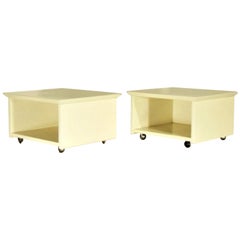 Vintage Claudio Salocchi 1975 Set of Two Nightstands Sand Glossy Lacquer 45° Cut Sormani