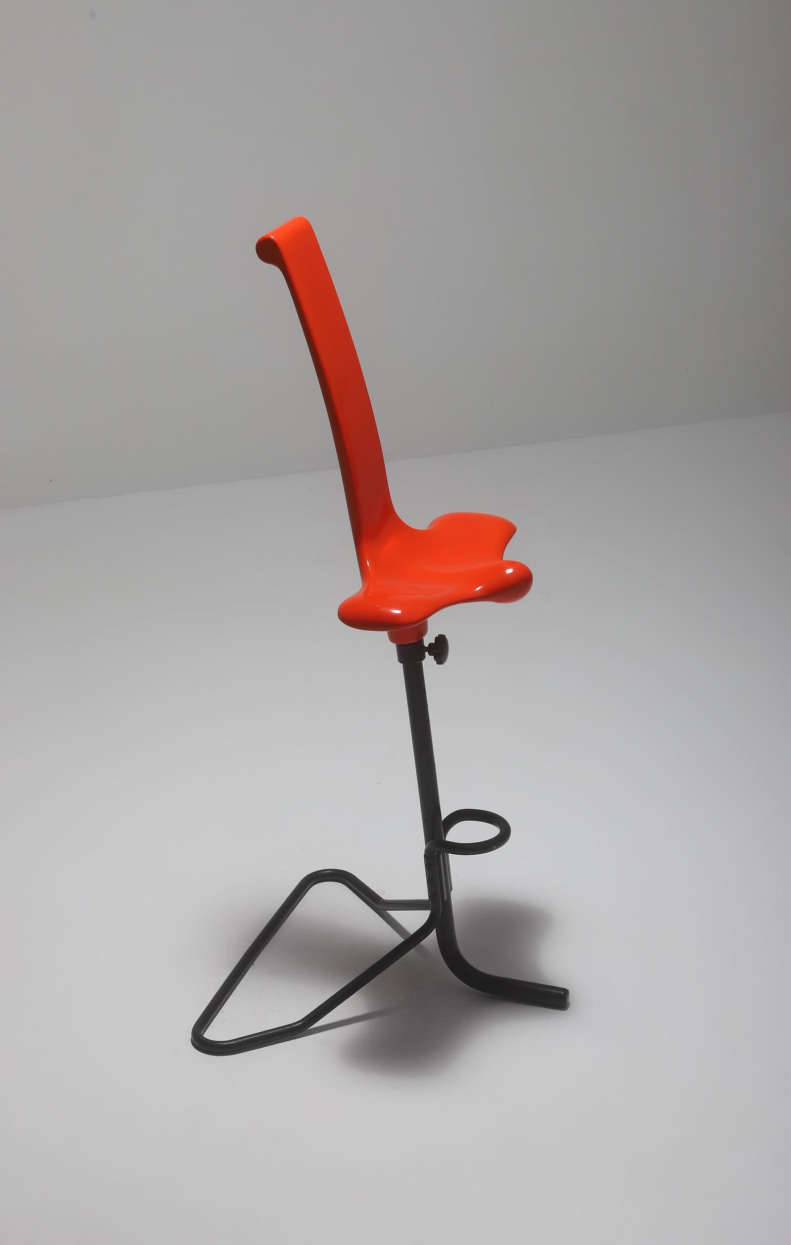 Metal Red modern Appoggio Stool by Claudio Salocchi for Sormani For Sale