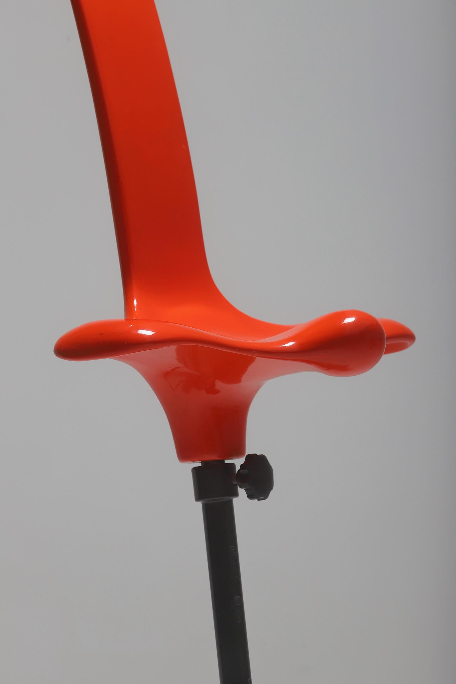 Red modern Appoggio Stool by Claudio Salocchi for Sormani For Sale 1