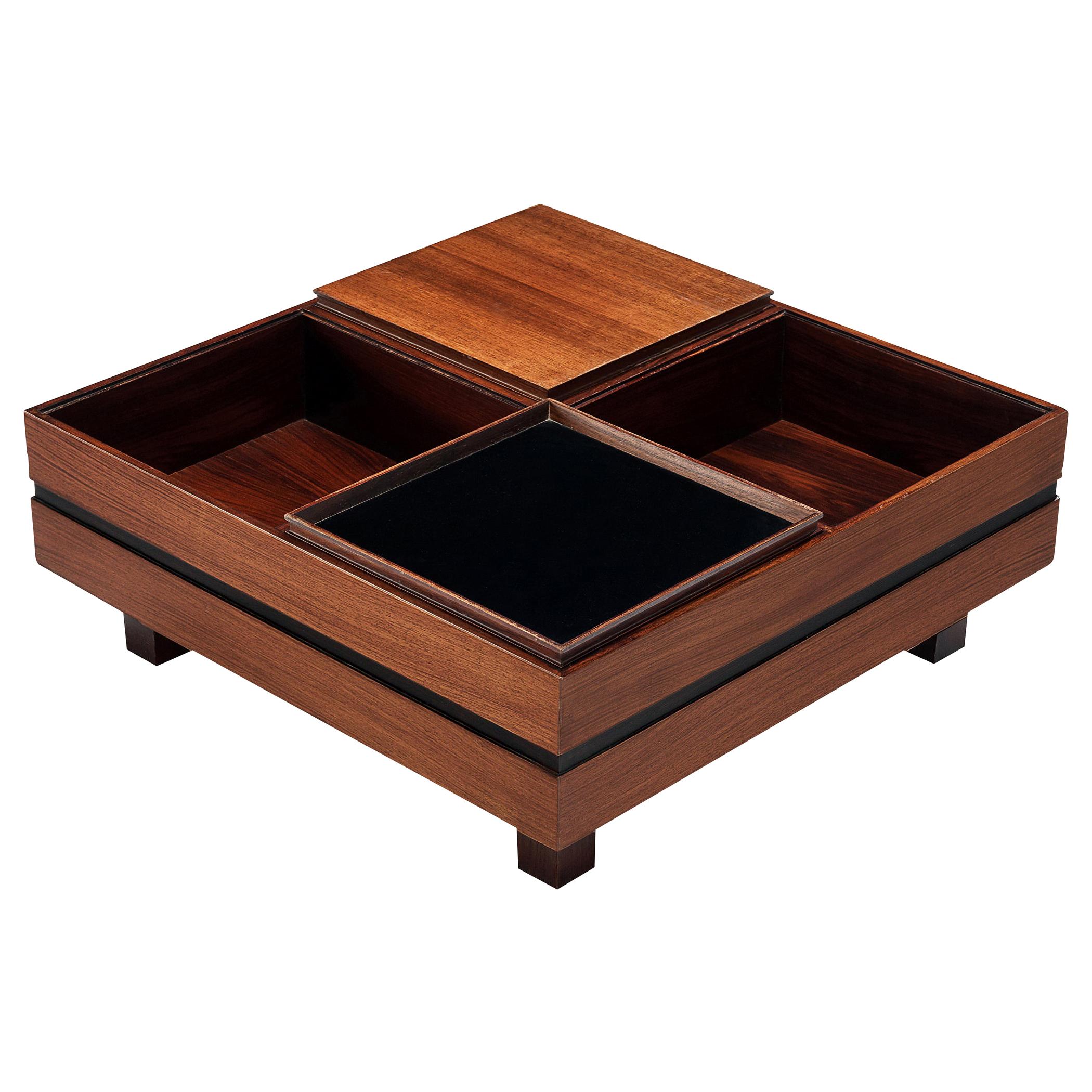Claudio Salocchi Coffee Table in Rosewood and Walnut