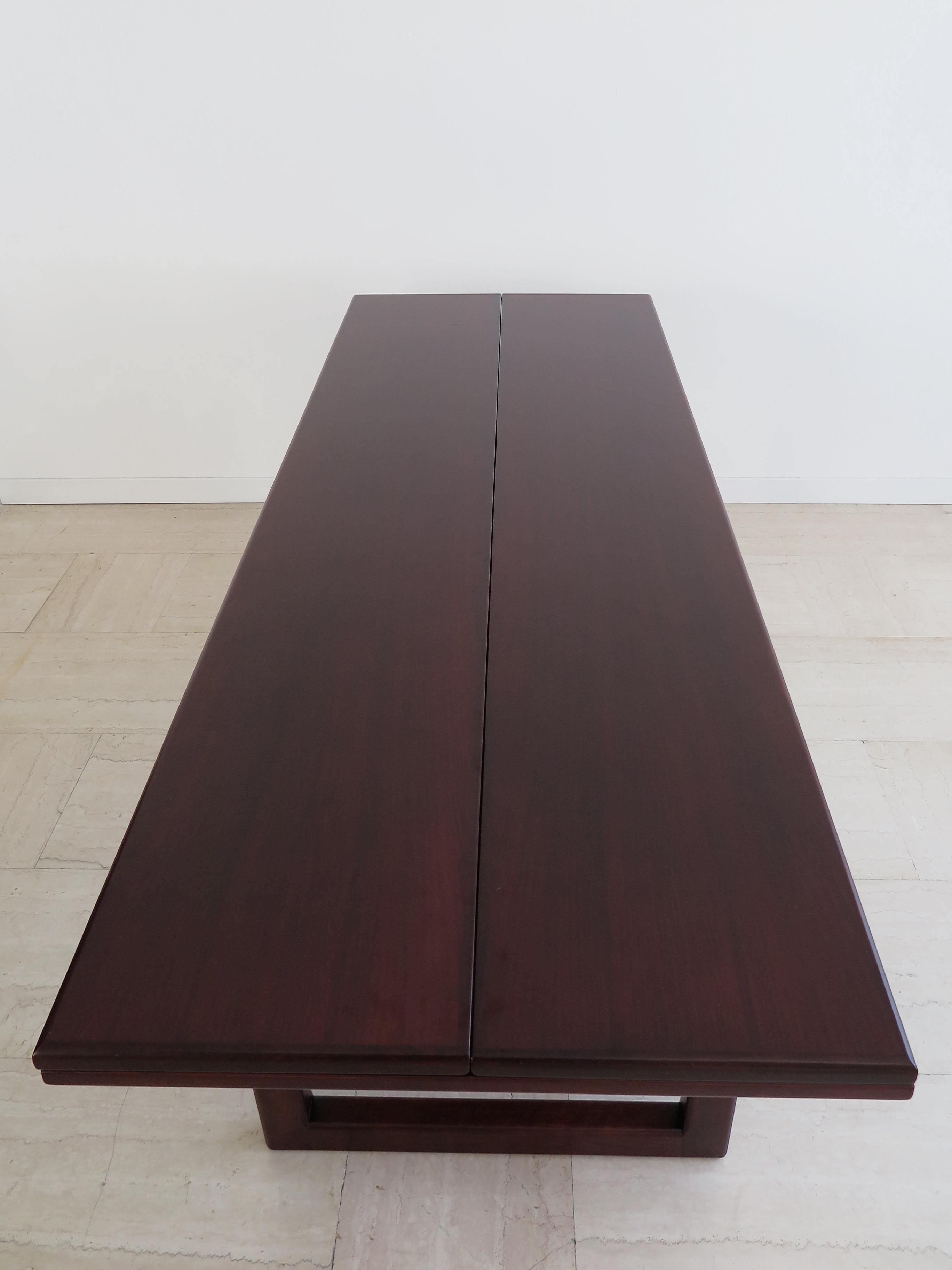 Mid-20th Century Claudio Salocchi for Sormani Italian Dark Wood Extendable Dining Table 1960s