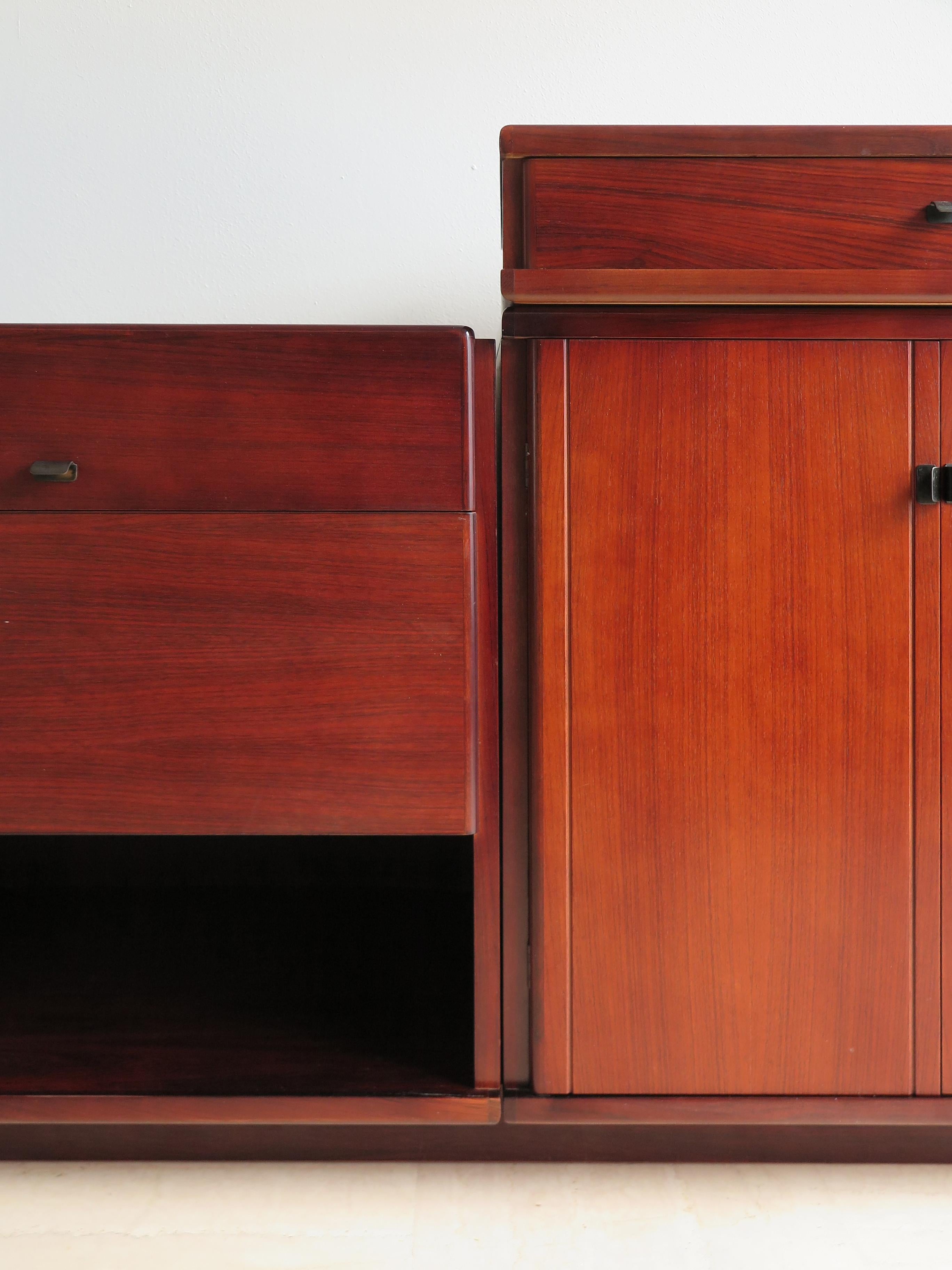 Claudio Salocchi for Sormani Italian Midcentury Dark Wood Sideboard 1960s For Sale 9