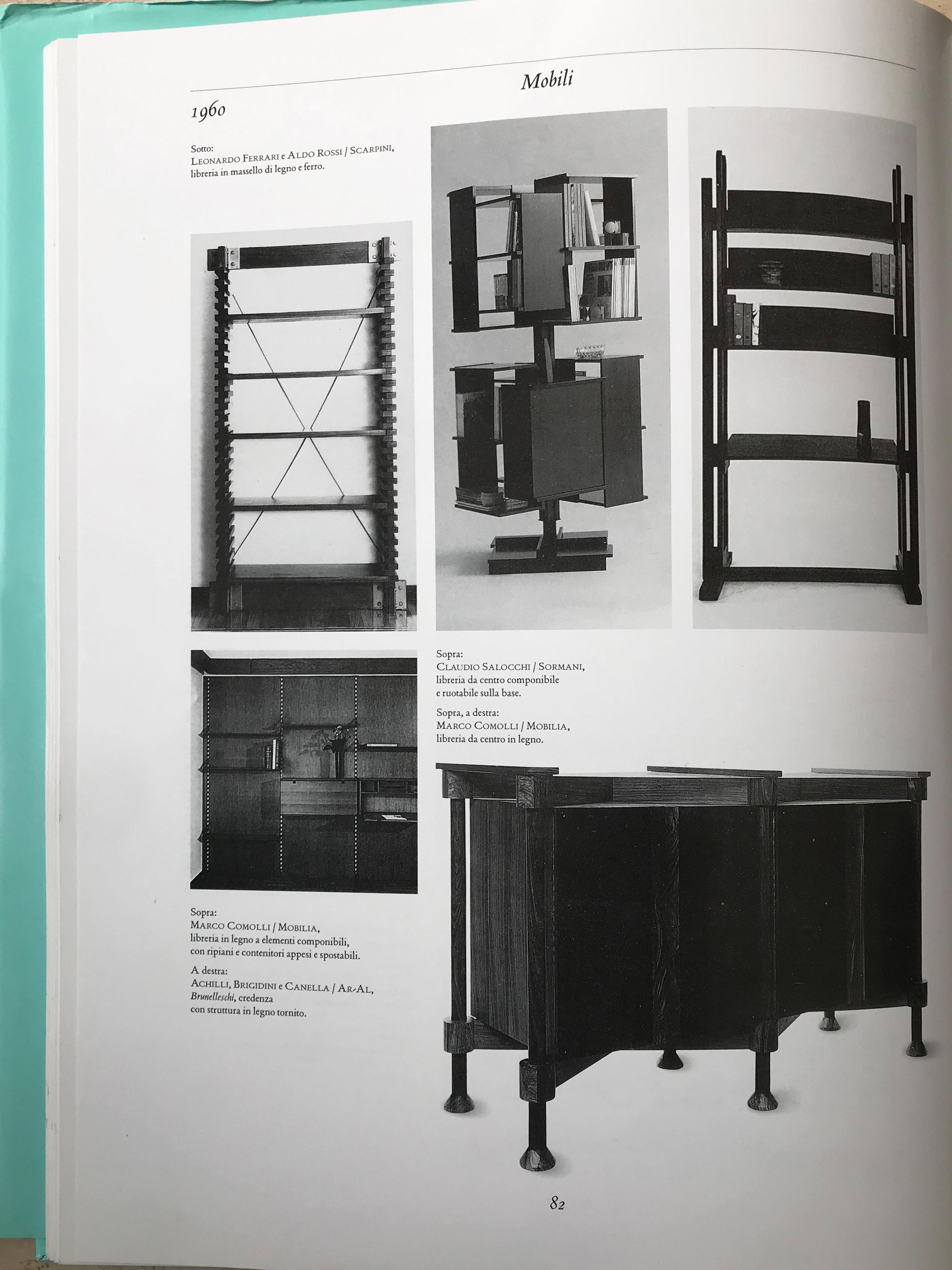 Mid-20th Century Claudio Salocchi for Sormani Italian Midcentury Metal Dark Wood Bookcase, 1960s
