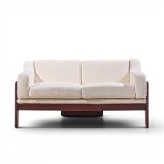 Claudio Salocchi for Sormani Mid Century Rosewood and Boucle Settee Sofa