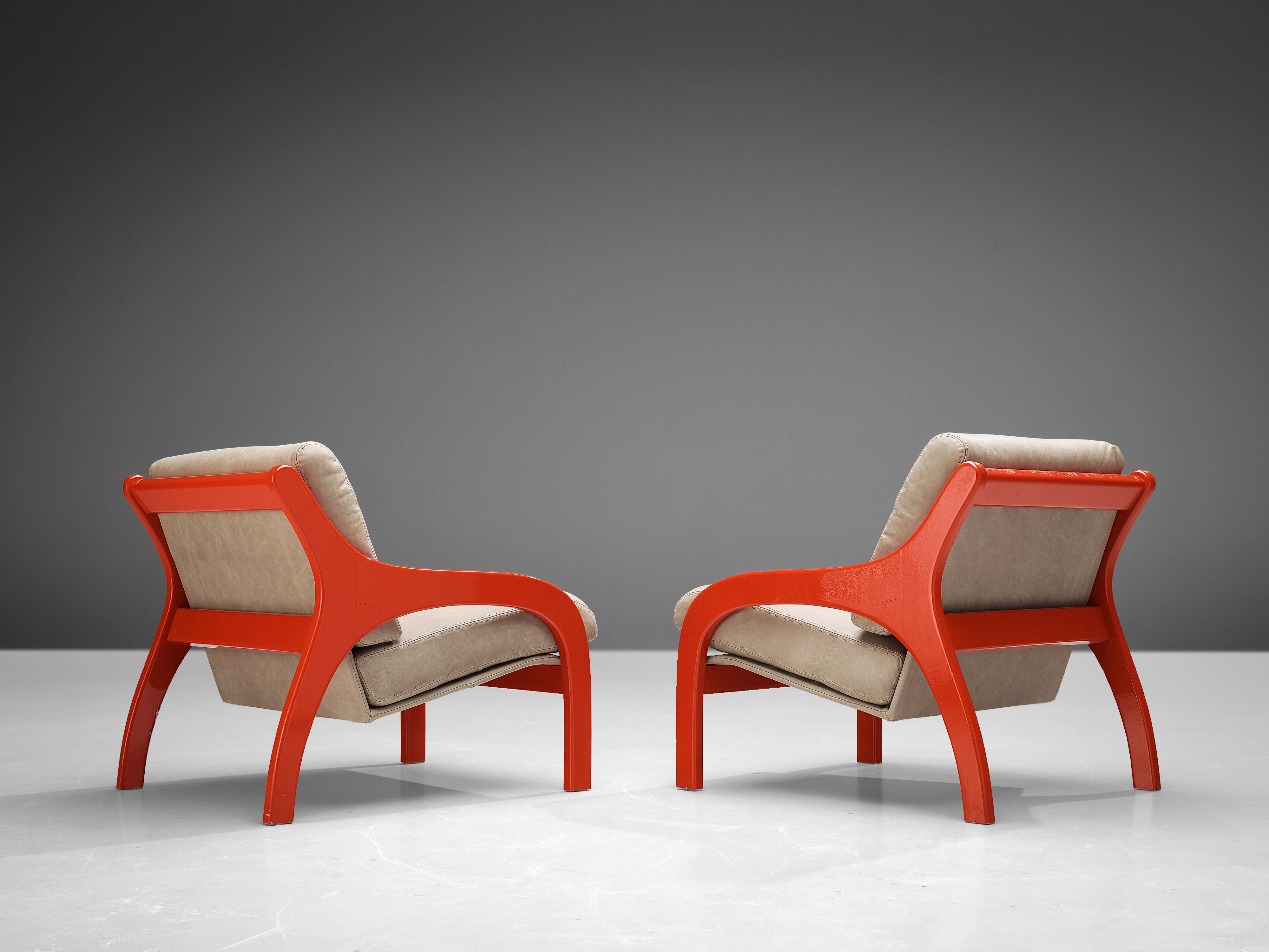 Claudio Salocchi for Sormani Pair of ´Vivalda´ Armchairs in Leather and Wood 1