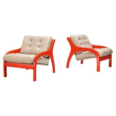 Claudio Salocchi for Sormani Pair of ´Vivalda´ Armchairs in Leather and Wood