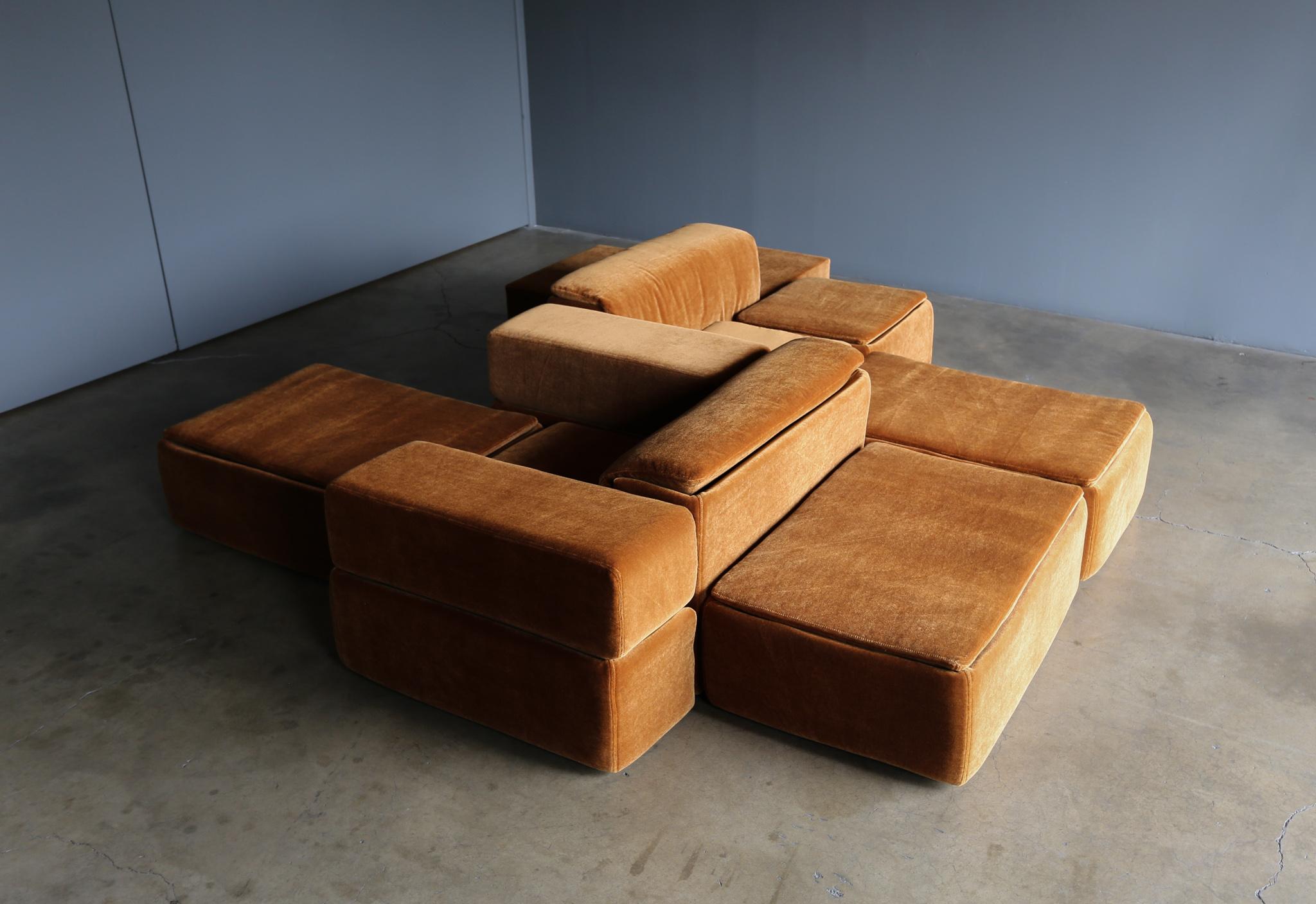 Italian Claudio Salocchi Paione Modular Mohair Sofa for Sormani, circa 1968