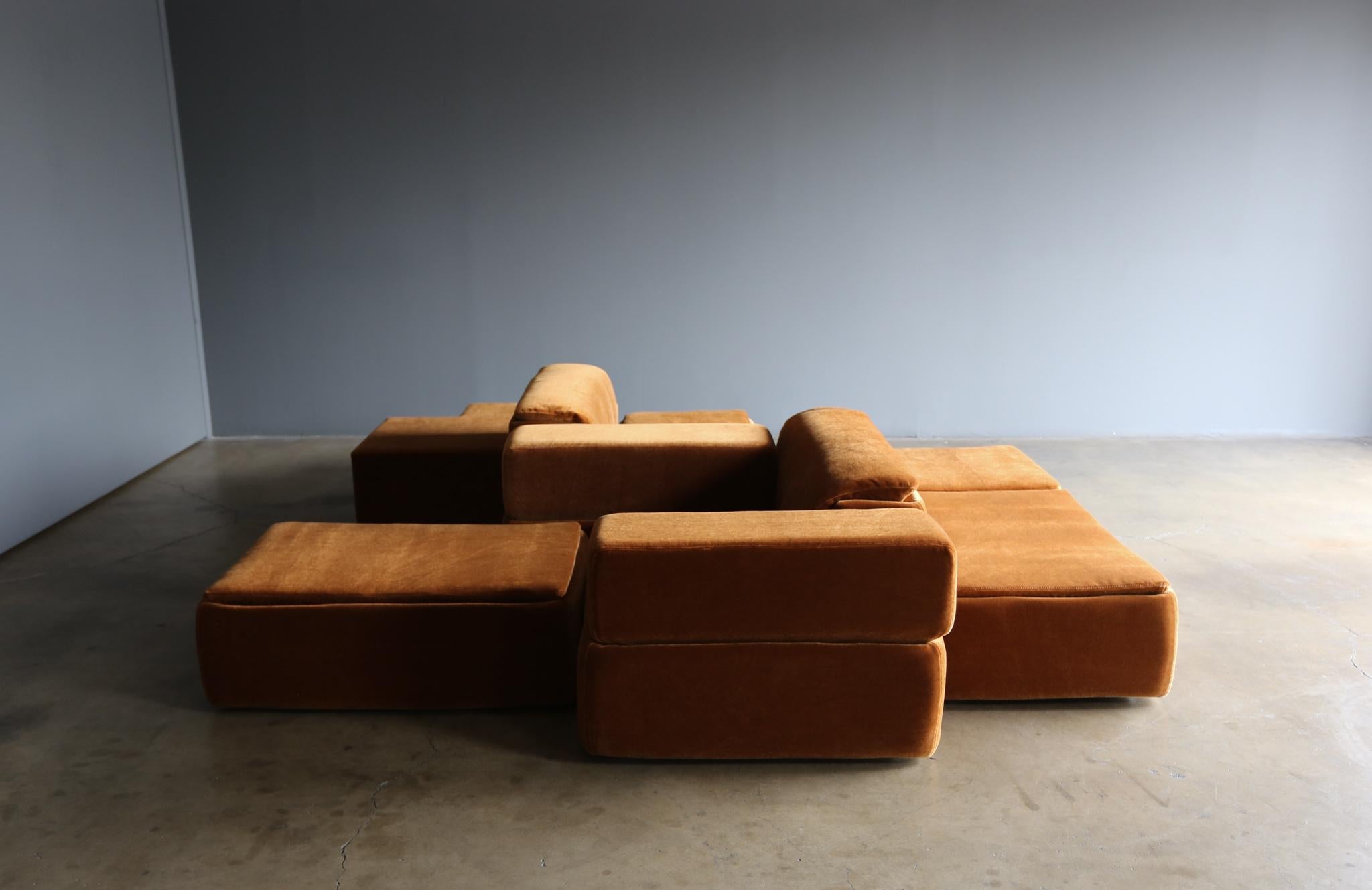 20th Century Claudio Salocchi Paione Modular Mohair Sofa for Sormani, circa 1968