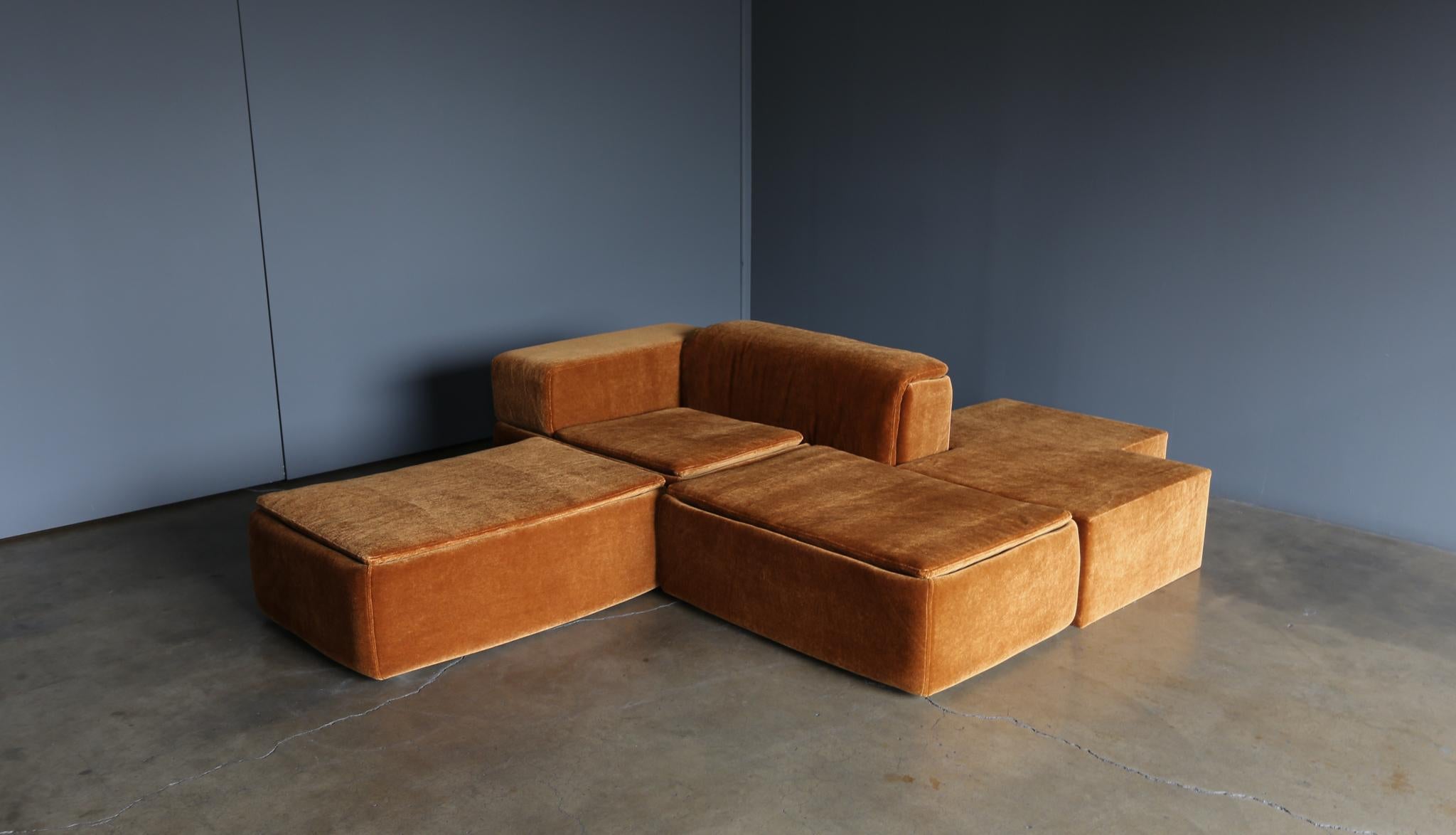 Fabric Claudio Salocchi Paione Modular Mohair Sofa for Sormani, circa 1968