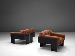 Claudio Salocchi Pair of 2 'Oriolo' Club Chairs in Cognac Leather