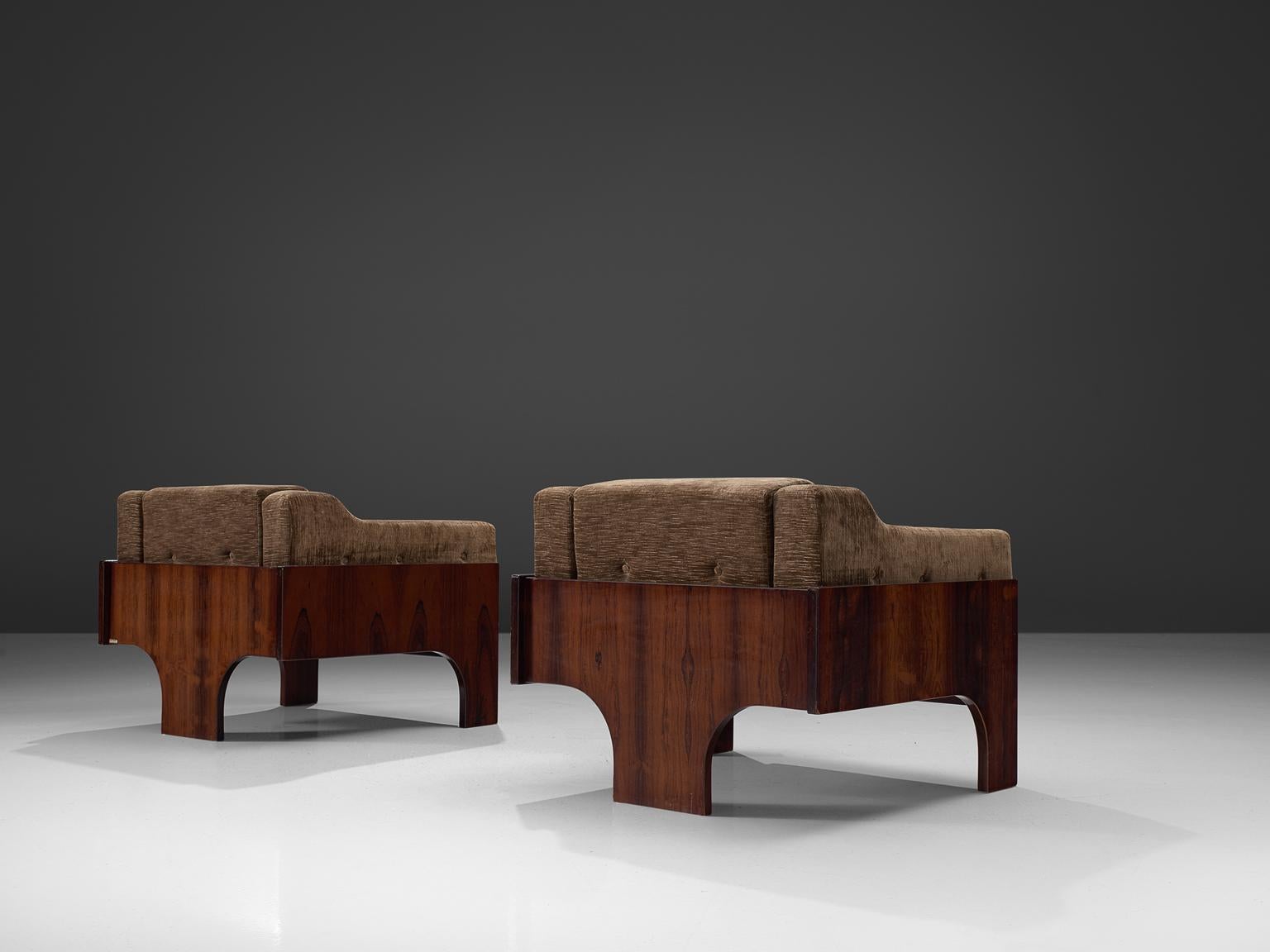 Italian Claudio Salocchi Pair of 'Oriolo' Lounge Chairs 