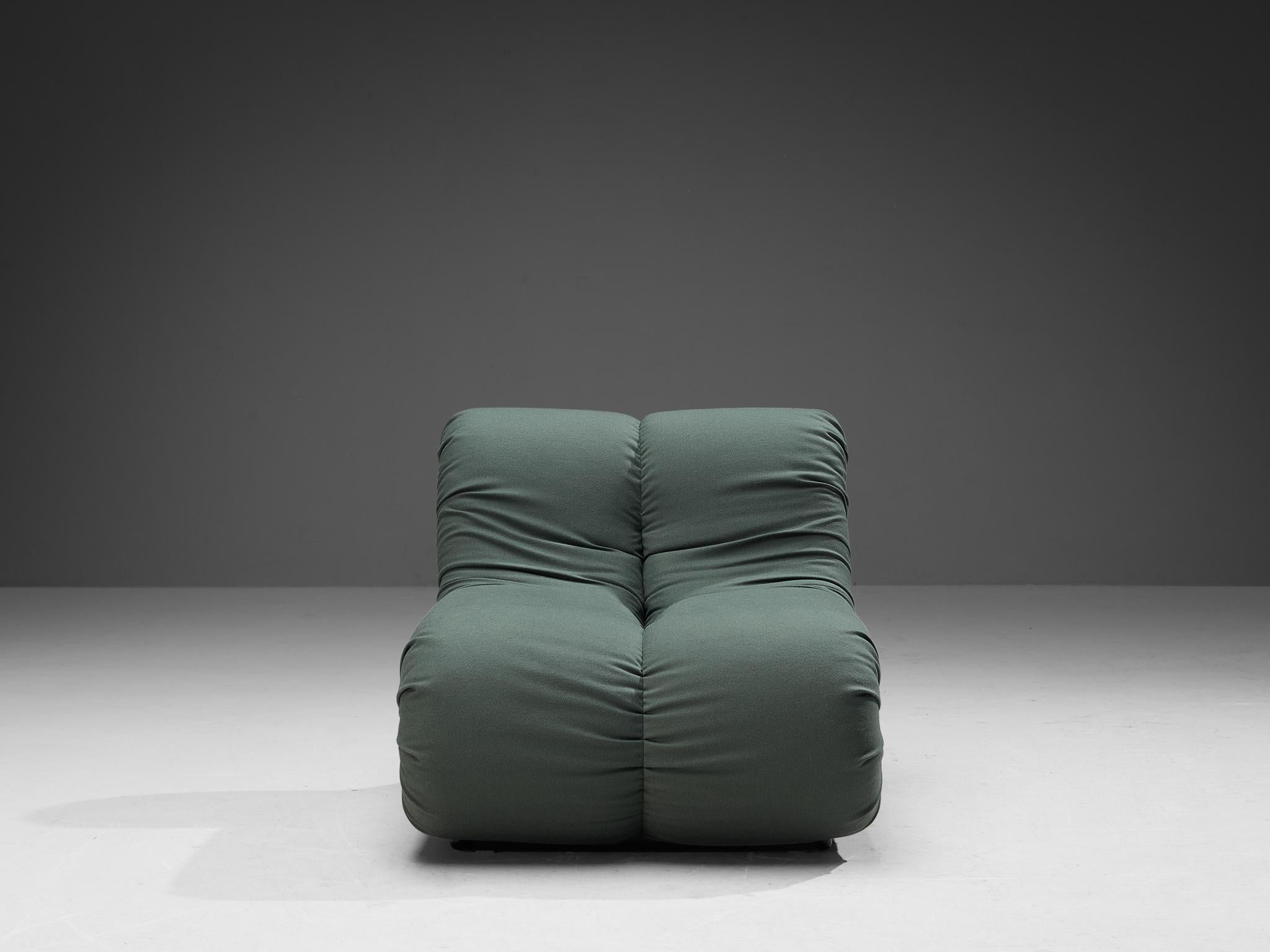 Fabric Claudio Vagnoni for 1P 'Pagru' Lounge Chair in Green Upholstery 