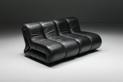 Claudio Vagnoni for 1P Pair of 'Pagru' Lounge Chairs in Black Leather, 1960