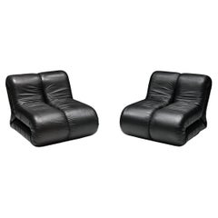 Used Claudio Vagnoni for 1P Pair of 'Pagru' Lounge Chairs in Black Leather, 1960