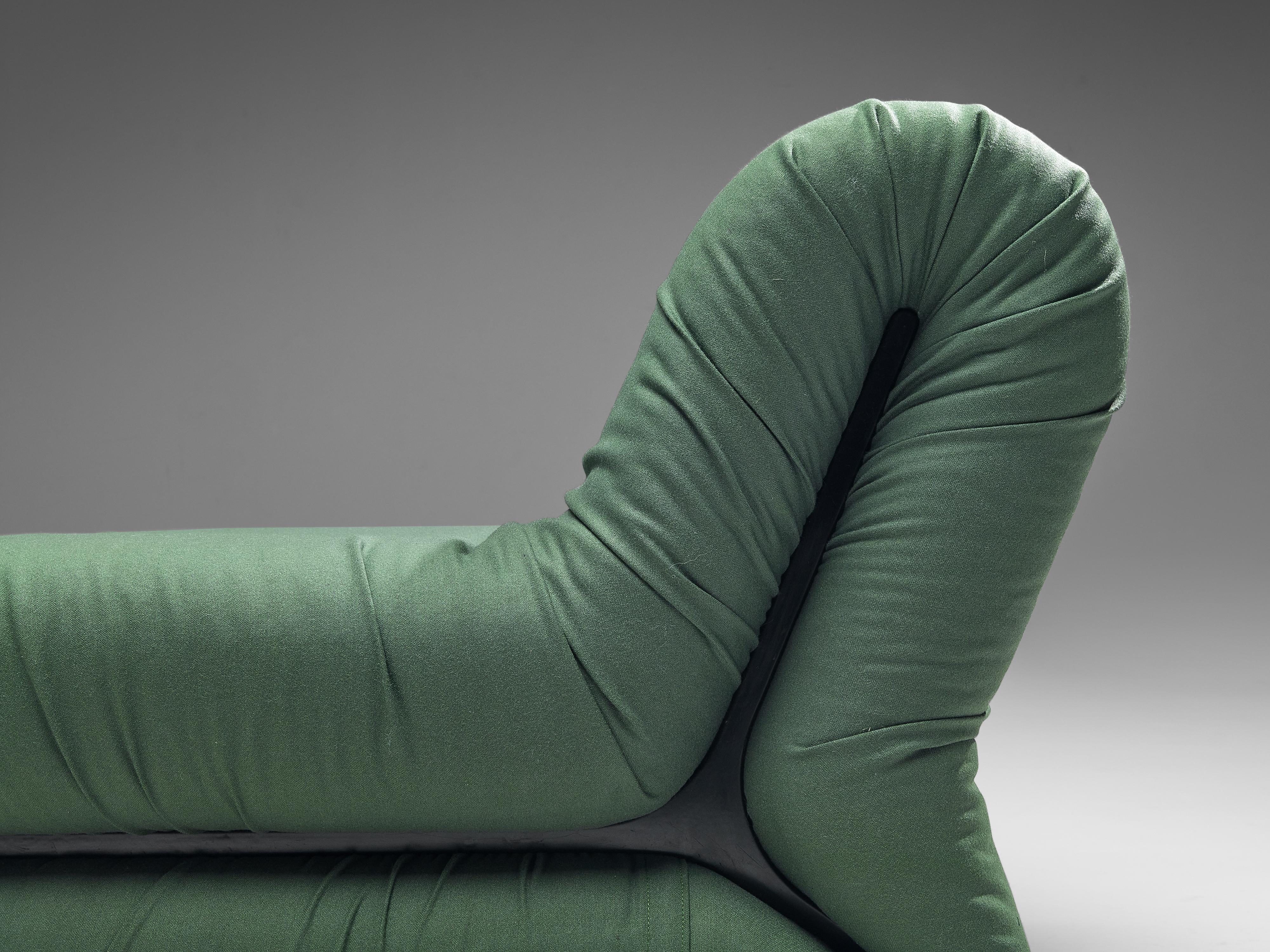 Italian Claudio Vagnoni for 1P Pair of ‘Pagru’ Lounge Chairs in Green Upholstery