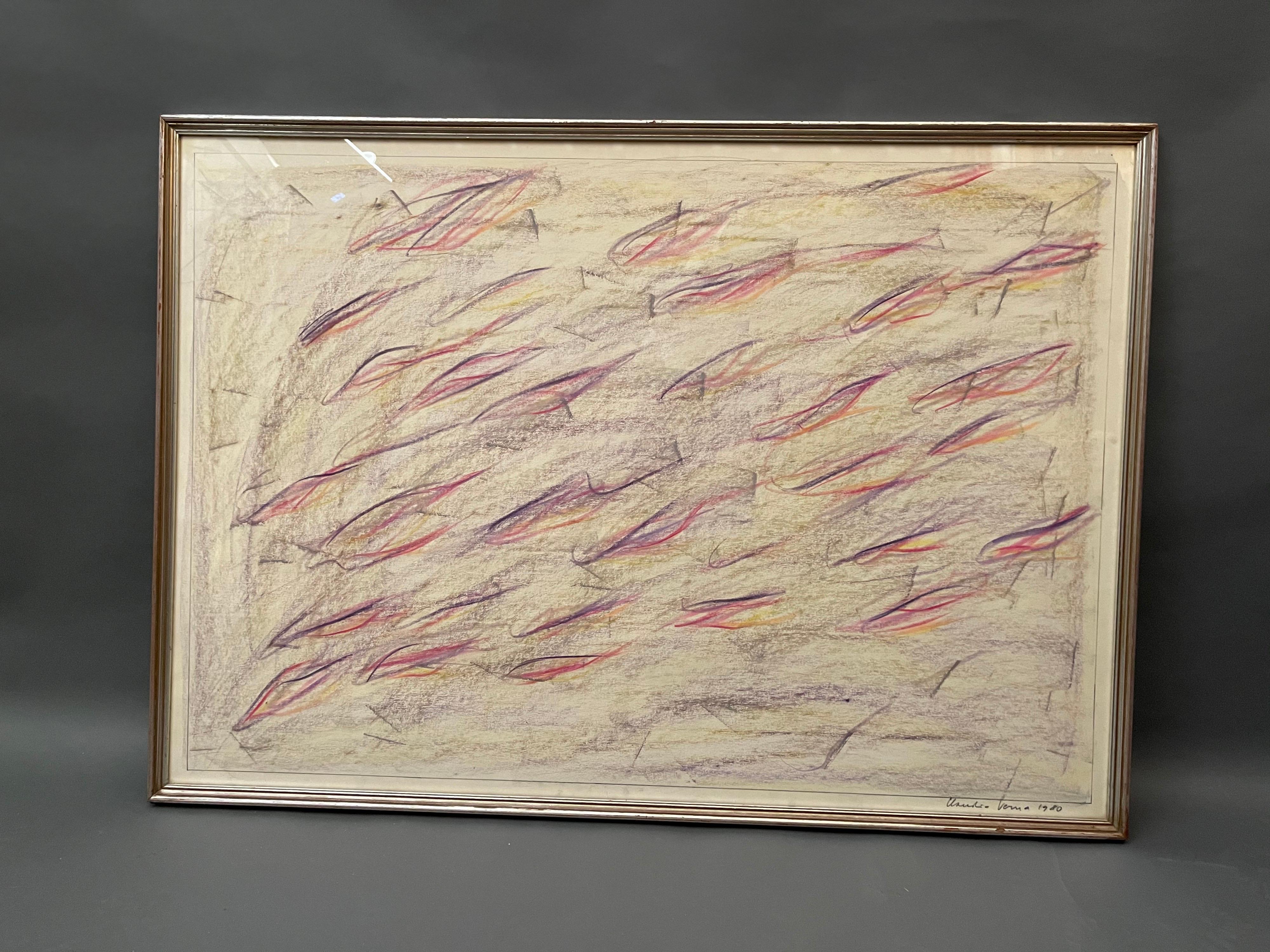 Claudio Verna Signed and Certified Pastel on Paper For Sale 3