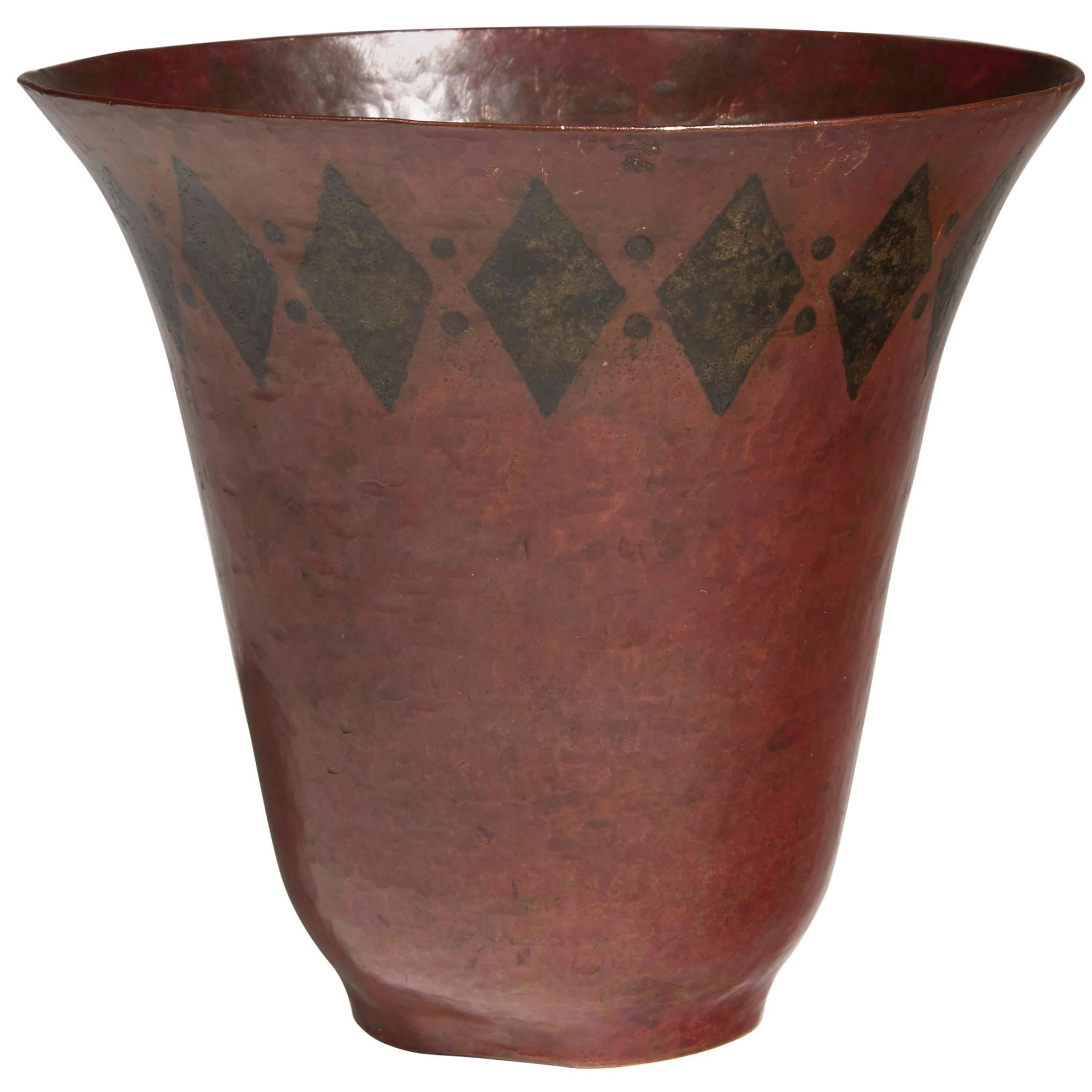 Claudius Linossier, Conical Copperware Vase, circa 1930
