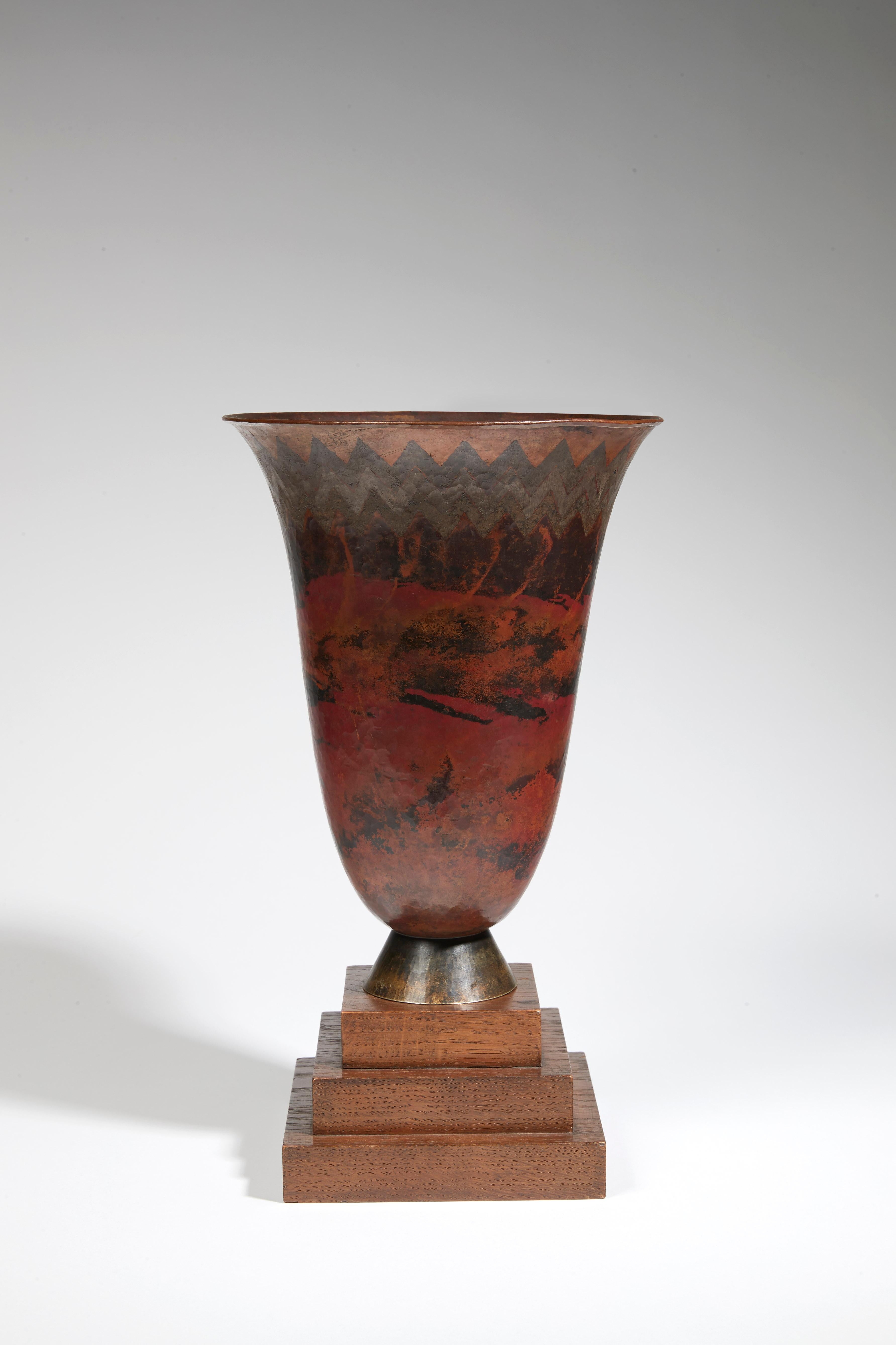 French Claudius Linossier, Cornet Vase, circa 1936 For Sale