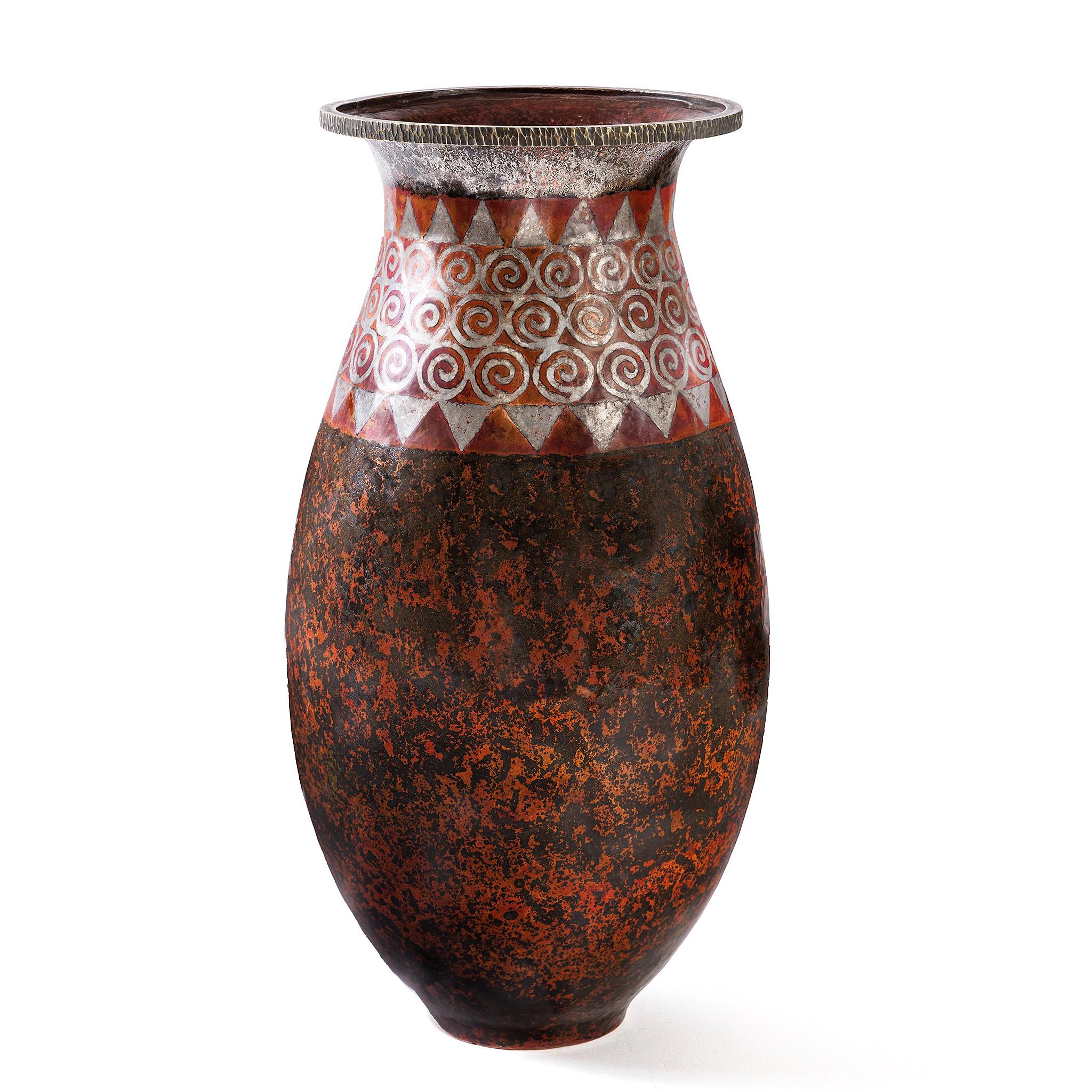Claudius Linossier Dinanderie Vase In Excellent Condition For Sale In New York, NY