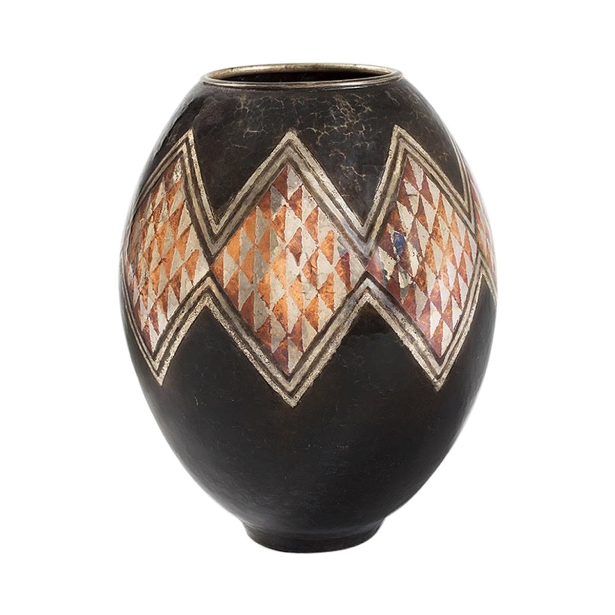Claudius Linossier French Art Deco Dinanderie Vase