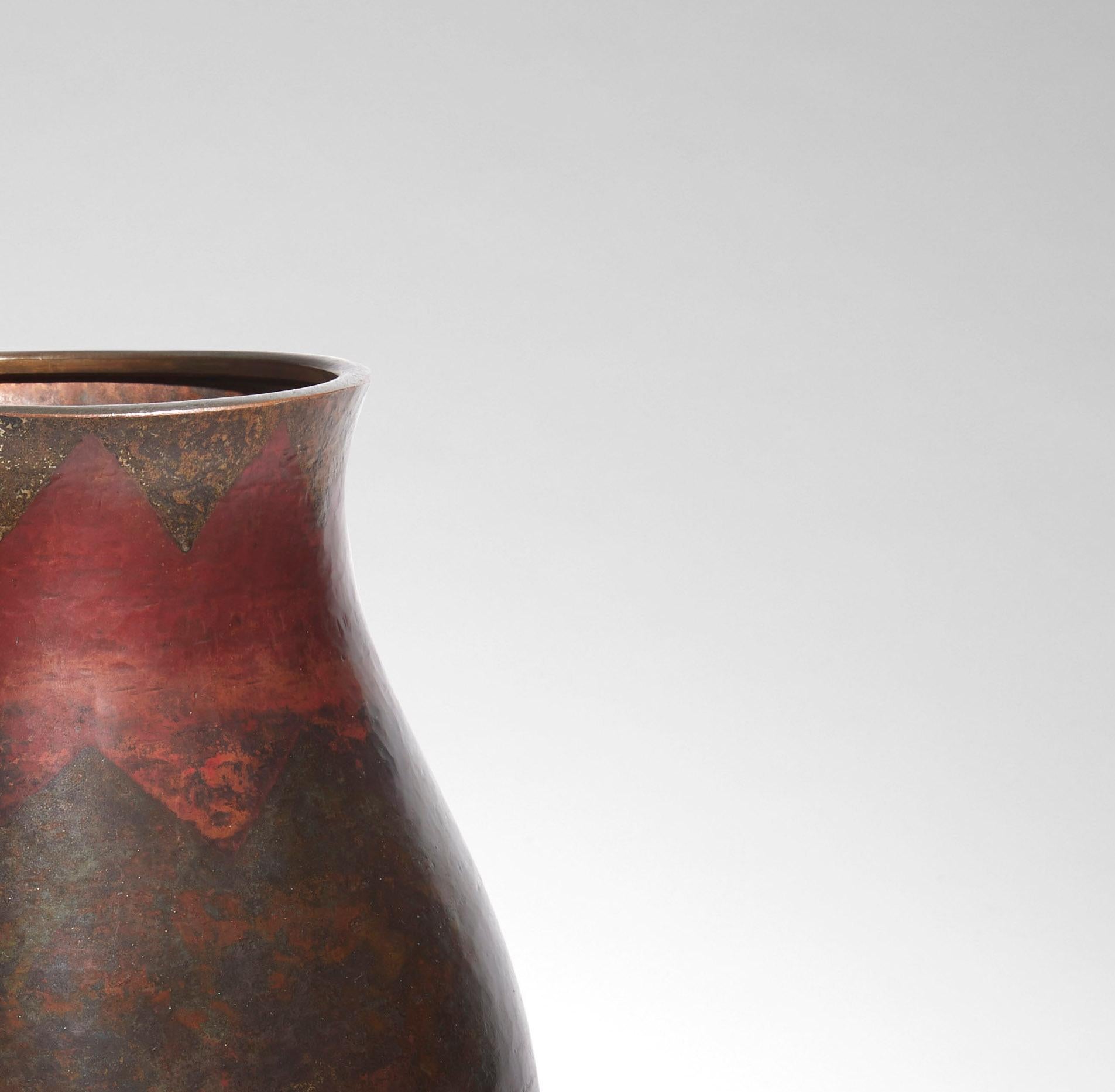 A Dinanderie ovoid-shaped copper vase called 