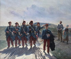 Departure of the infantrymen for the war of 14