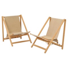 Claus Boertmann Pair of Beech & Canvas Folding Chairs