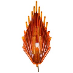 Claus Bolby Danish Modern Space Age Orange and Yellow Acrylic Wall Light, 1970s