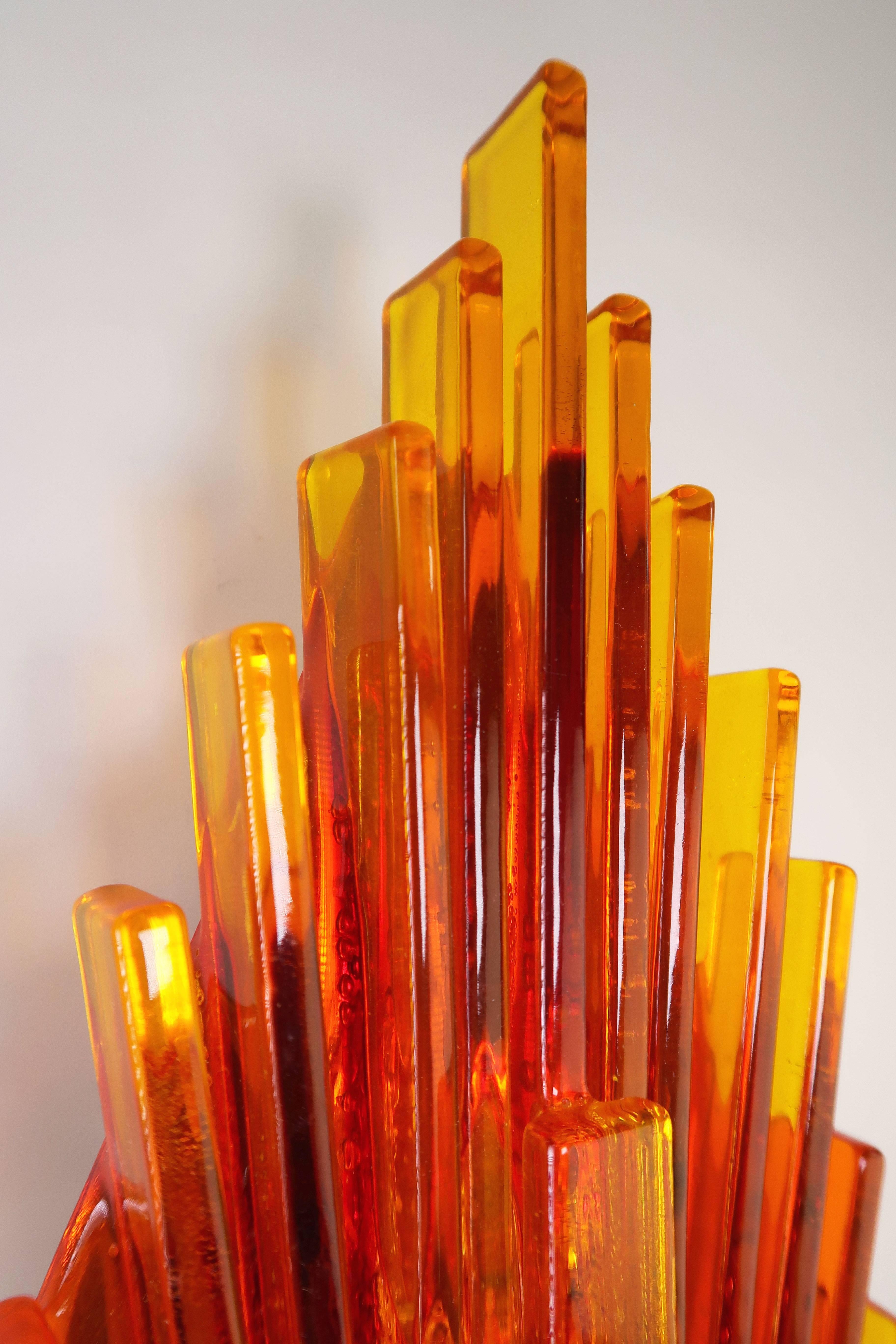 Claus Bolby Danish Modern Space Age Orange and Yellow Acrylic Wall Light, 1970s 1