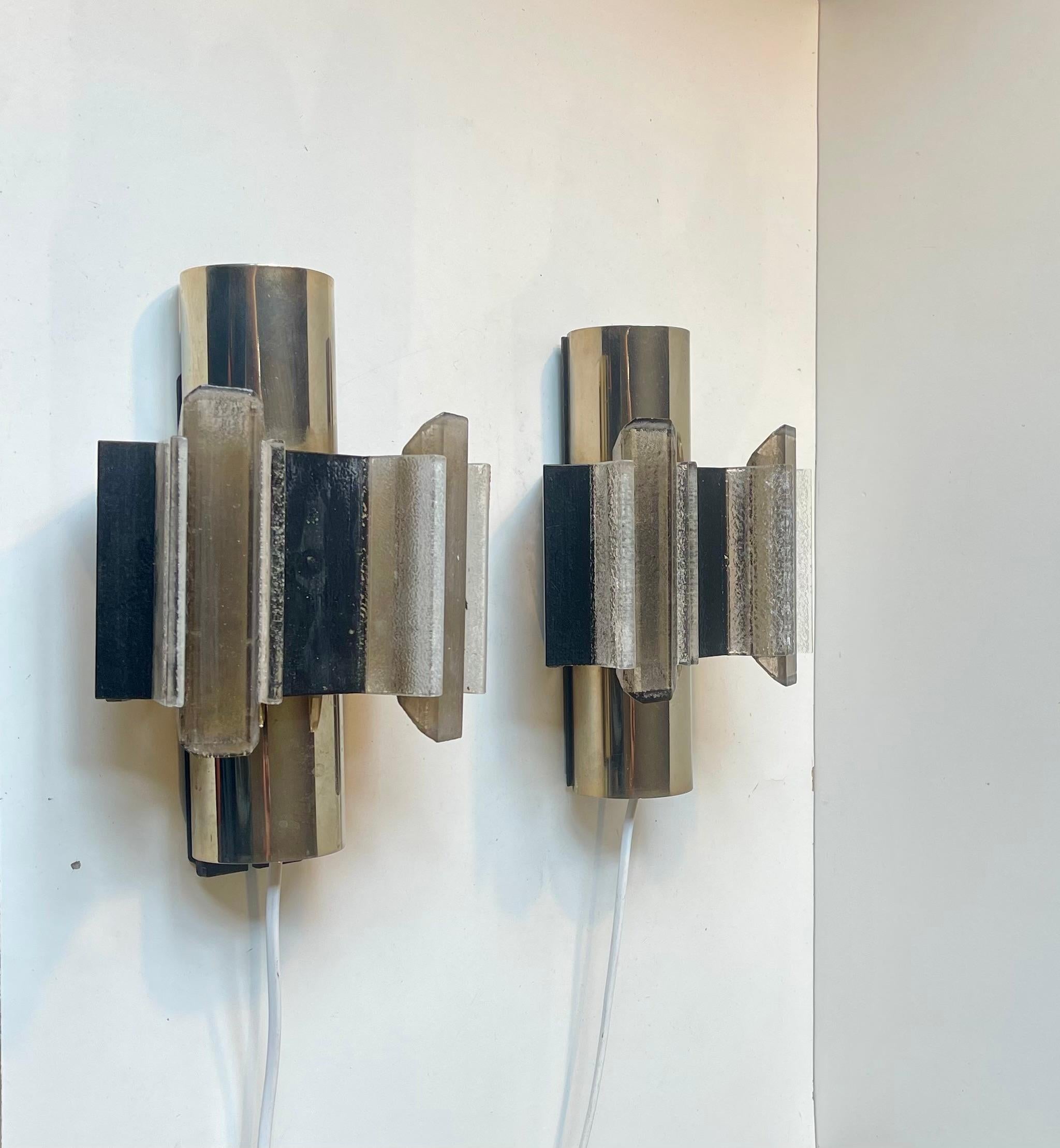 Hand-Crafted Claus Bolby Danish Space Age Wall Sconces for Cebo Industri, 1970s For Sale